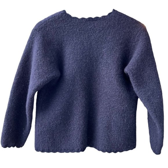 Vintage 90s wool flower embroidered cardigan - Picture 2 of 5